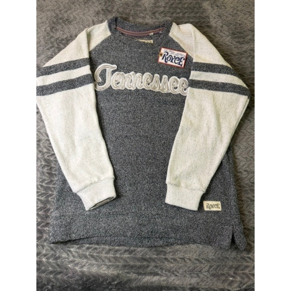 Royce Tennessee NWT Comfy Terry Sweatshirt Large Gray Raglan Striped Sleeve 0327